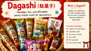 Traditional dagashi Japanese penny candy and nostalgic Japanese snacks FJM