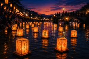 Lanterns floating in Japanese summer festival - FJM